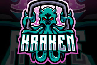 create fierce and legendary kraken logo for your brand