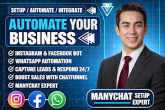 manychat automation setup instagram facebook messenger whatsapp