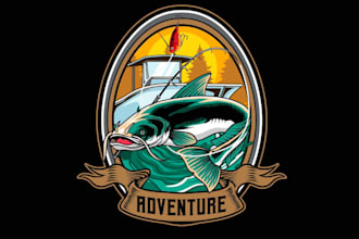 draw bold and adventurous hunting and fishing logo for your brand