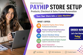 set up payhip products checkout lead generation funnel automation professionally