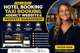 build hotel booking website taxi booking, agency website and property management