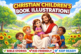 illustrate children book illustration, christian children story, bible story