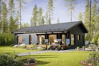 design modern 3d frame house exterior and interior rendering