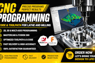do cnc programming, g code and toolpath for lathe and milling using mastercam
