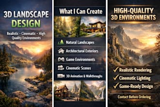 create realistic 3d landscape design and environment renders