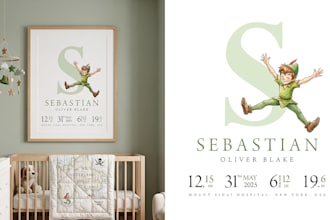 create custom baby birth stats print with name illustration
