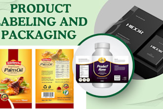 do product packaging design, label, box, bottle, pouch, 3d mockup 3d modeling