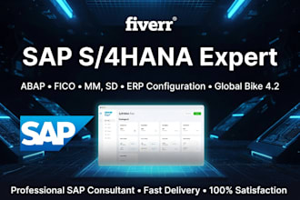 do sap s4hana, abap, fico, mm, sd, erp configuration, global bike projects