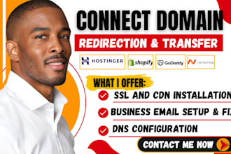 connect domain to any website, redirect domain or fix email