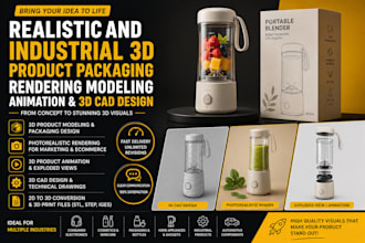 do industrial 3d product packaging modeling rendering animation, 3d cad design