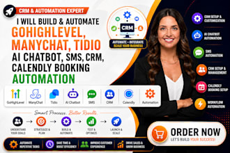 build gohighlevel manychat tidio ai chatbot SMS CRM calendly booking automation