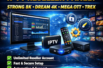 setup and activate reseller panel strong8k, dream4k, lion ott, trex