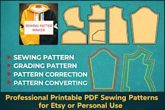 create printable PDF sewing patterns for etsy or personal use