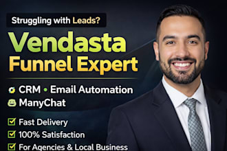 setup vendasta white label CRM sales funnel email automation ai manychat flows