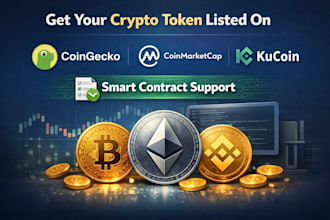 get your crypto token listed on coingecko, cmc kucoin and smart contract support
