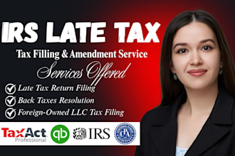 file foreign owned llc and corporation late tax return, back taxes 1120 5472 CPA