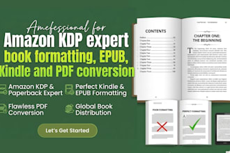 amazon KDP expert for book formatting, epub, kindle and PDF conversion