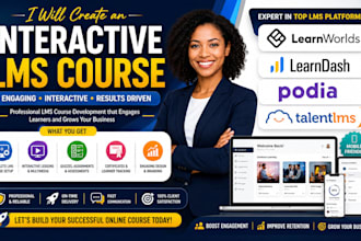 create an interactive lms course on learnworlds, learndash, podia, tatlentlms
