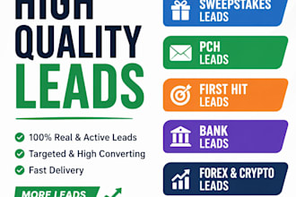 premium first hit p c h leads, sweeps takes leads, UK, USA or any niche