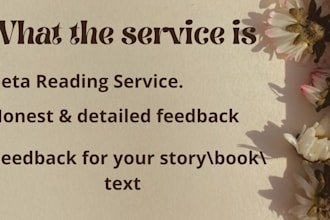 beta reading for your story with honest feedback