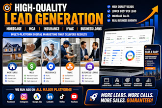 generate mortgage, mca insurance, hvac leads facebook ads business loan website