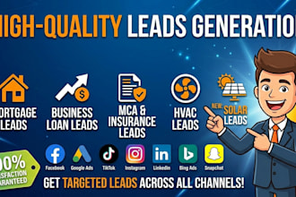 generate mortgage, mca insurance, hvac leads facebook ads business loan website