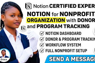 setup notion for nonprofit organizations with donors and program tracking