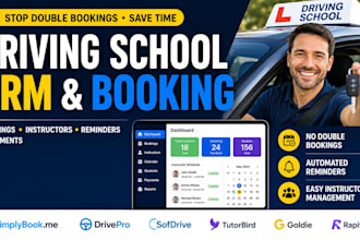 setup driving school CRM for bookings instructors students and automation