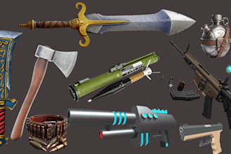 design 3d weapon guns fps props game asset cosplay sword fully optimized game