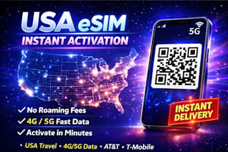 provide instant USA esim with fast activation, reliable 4g 5g data att tmobile