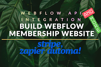 build webflow membership website, webflow API integration, stripe, zapier automa