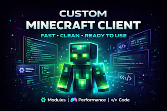 code a custom minecraft starter client with key features