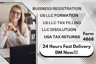 prepare US tax return and file form 4868 extension for individuals and llc
