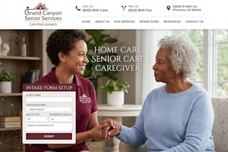 build wix home care website senior care caregiver website with intake form setup