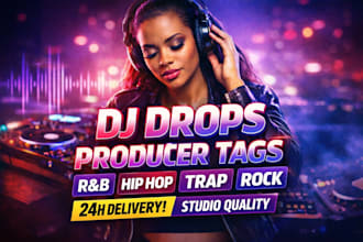 create professional custom dj drops producer tags dj beats radio sweepers and fx