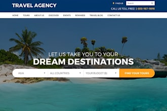 build tour travel agency website, tourism agency tour website booking website