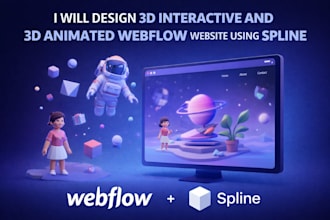 design 3d interactive and 3d animated webflow website using spline