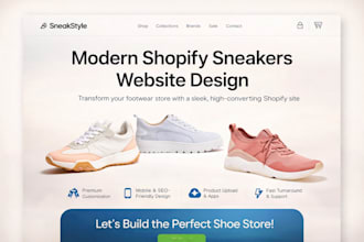 design shopify footwear sneakers store shoe dropshipping website store redesign
