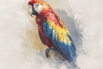 draw watercolor animal illustration art for you