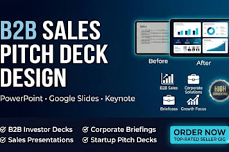design, redesign b2b sales pitch deck in powerpoint, google slides and keynotes