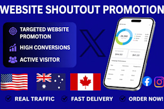 shoutout promote website share link to 50m us uk ca ig twitter fb active user