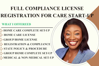 setup group home care non medical startup license registration in florida, texas