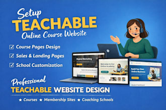 setup teachable online course website design teachable website teachable