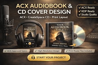 design acx audiobook cover, createspace cd cover, print ready indesign layout