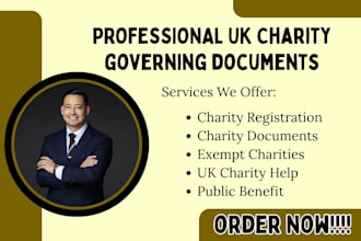 charity governing documents public benefit exempt charities registration support