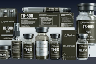 product label design peptides 3d vial mockup peptide label supplement labels