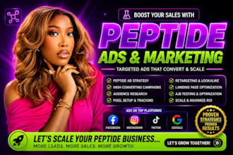 setup peptide ads, facebook, tiktok, or google peptide ads, peptide marketing