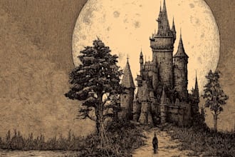 create free hand illustration fantasy with pen and ink