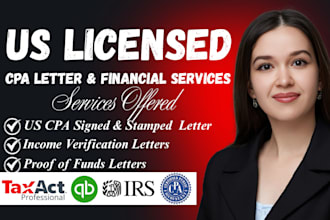 write sign and stamp US CPA letter, attestation letter, audit report as CPA