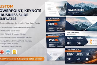 create custom powerpoint, keynote, business slide,  slides sales deck, redesign